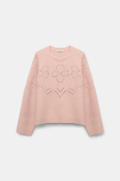 Dorothee Schumacher Cropped Pullover With D-rose Pointelle In Light Pink