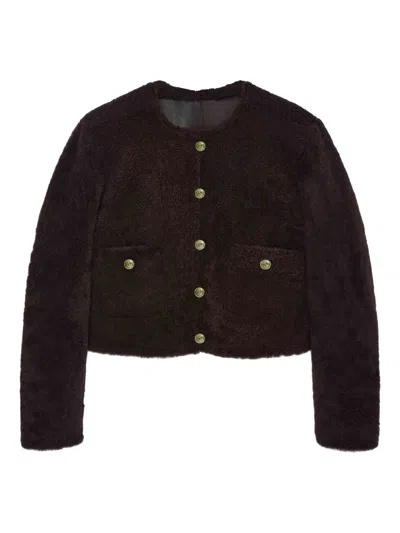 Dorothee Schumacher Cropped Shearling Reversible Jacket In Brown