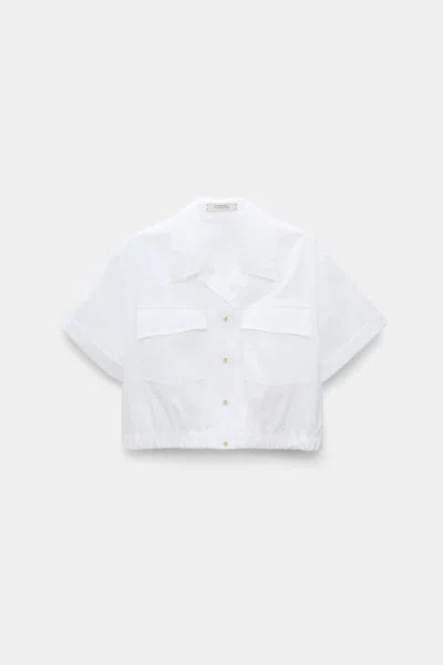 Dorothee Schumacher Cropped, Short Sleeve Blouse In Cotton Poplin
