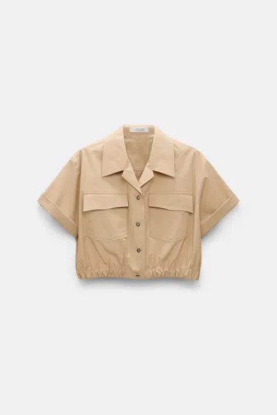 Dorothee Schumacher Cropped, Short Sleeve Blouse In Cotton Poplin
