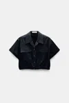 Dorothee Schumacher Cropped, Short Sleeve Blouse In Cotton Poplin