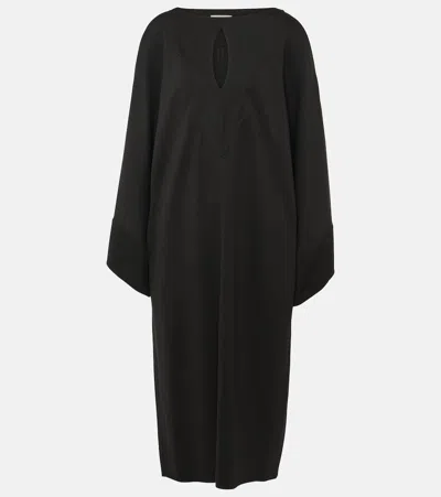 Dorothee Schumacher Summer Cruise Cutout High-low Midi Dress In 999 - Pure Black