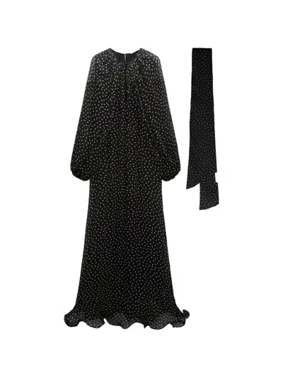 Dorothee Schumacher Dancing Dots Long-sleeve Maxi Dress In Black