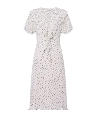 Dorothee Schumacher Dancing Dots Polka-dot Georgette Midi Dress In White