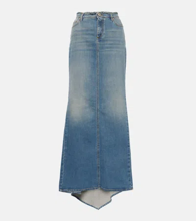 Dorothee Schumacher Frayed-edge Long Denim Skirt In Blue