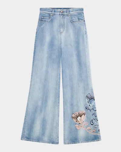 Dorothee Schumacher Denim Love Faded Floral-embroidered Denim Jeans
