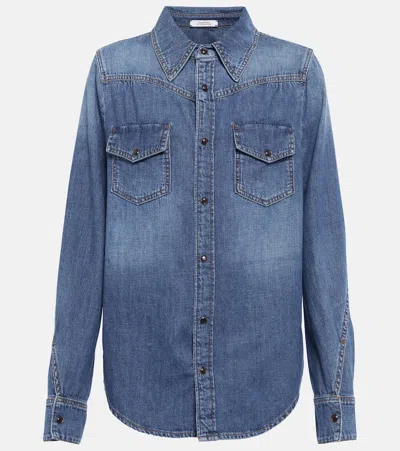 Dorothee Schumacher Denim Romance Blouse In Dark Powder Blue