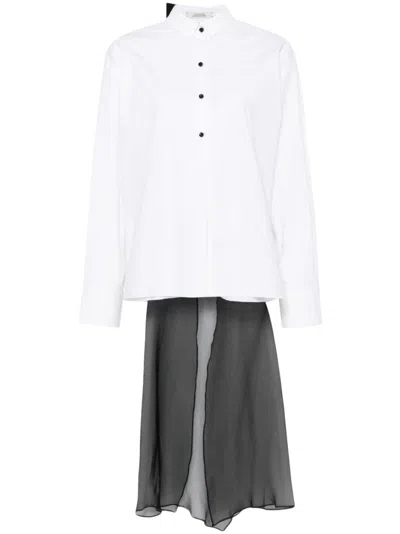 Dorothee Schumacher Detachable-bow Poplin Blouse In Milano Stitch Bow With Organza Scarf