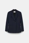 Dorothee Schumacher Double-breasted Blazer In Punto Milano In Blue