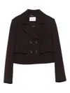 Dorothee Schumacher Double-breasted Cropped Jacket In Brown