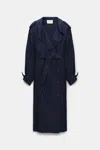 Dorothee Schumacher Double-breasted Trench Coat Dress In Silk Twill In Blue