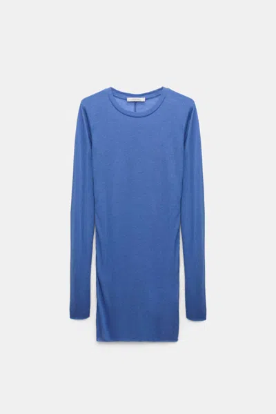 Dorothee Schumacher Double Layer T-shirt With Extra Long Sleeves In Blue
