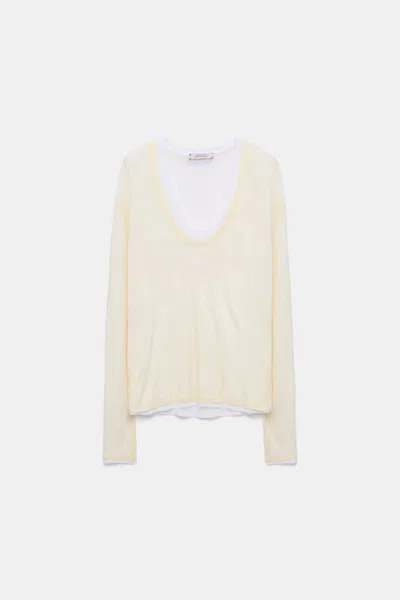 Dorothee Schumacher Double Layer V-neck Top In Yellow