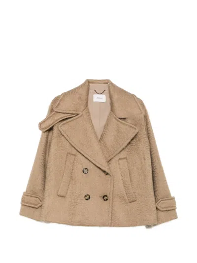 Dorothee Schumacher Double-breasted Brushed Jacket In Neutrals