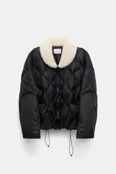 Dorothee Schumacher Down Jacket With Faux Fur Collar In Black