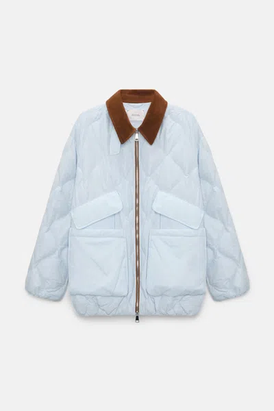 Dorothee Schumacher Down Jacket With Faux Leather Collar In Blue