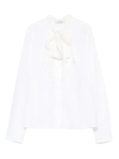 Dorothee Schumacher Draped-bow Ruffled Blouse In White