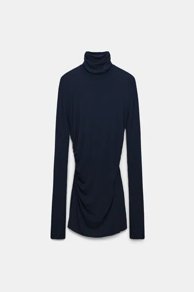Dorothee Schumacher Draped Turtleneck In Blue