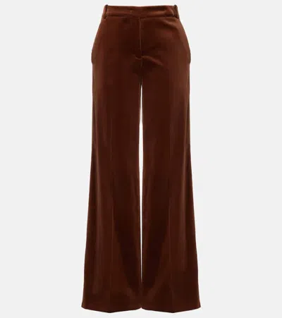 Dorothee Schumacher Elegance Softness Velvet Wide-leg Pants In Brown