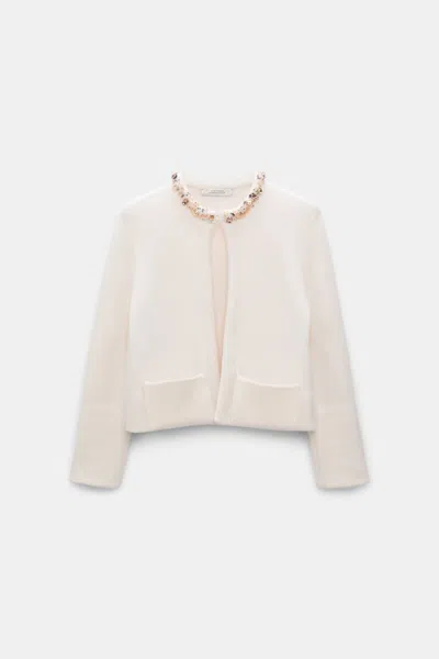 Dorothee Schumacher Embellished Cashmere Cardigan In White