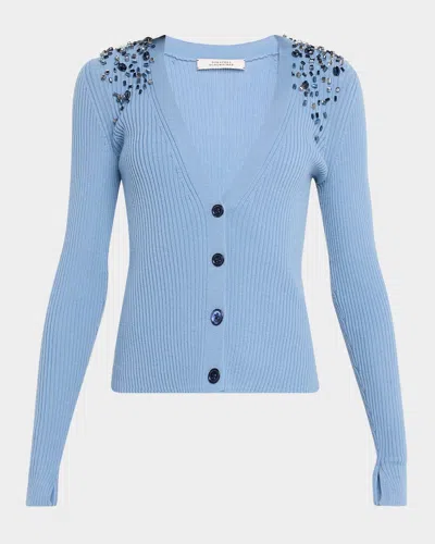 Dorothee Schumacher Embellished Merino Beaded Rib Knit Cardigan