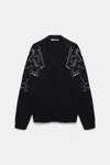 Dorothee Schumacher Embellished Merino-cashmere Cardigan In Black