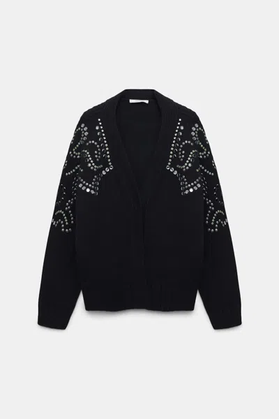Dorothee Schumacher Embellished Merino-cashmere Cardigan In Black