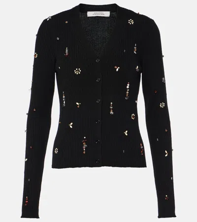 Dorothee Schumacher Embellished Merino Embellished Wool Cardigan In Black