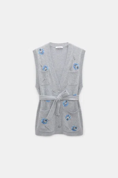Dorothee Schumacher Embellished Merino-cashmere Vest In Gray