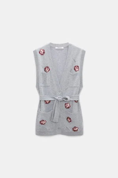 Dorothee Schumacher Embellished Merino-cashmere Vest In Gray