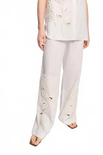 Dorothee Schumacher Embroidered Beauty Pants In Camellia White In Multi