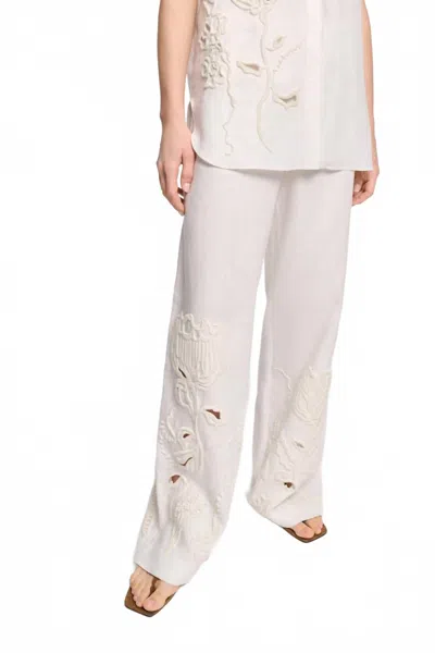 Dorothee Schumacher Embroidered Beauty Pants In Camellia White In Neutral