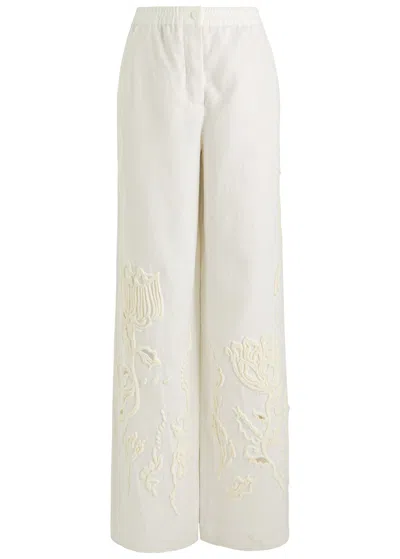 DOROTHEE SCHUMACHER DOROTHEE SCHUMACHER EMBROIDERED BEAUTY STRAIGHT-LEG LINEN TROUSERS