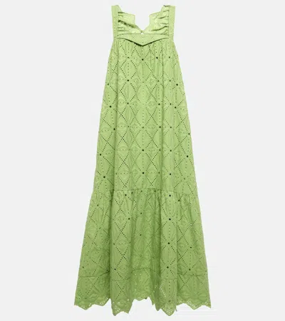 Dorothee Schumacher Broderie Anglaise Maxi Dress In Green