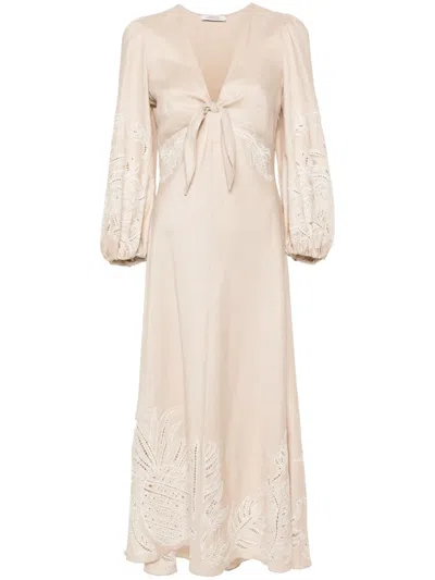 Dorothee Schumacher Embroidered Linen Dress In Beige
