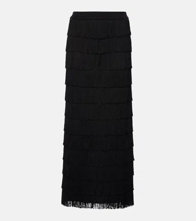 Dorothee Schumacher Emotional Essence Fringed Maxi Skirt In Black