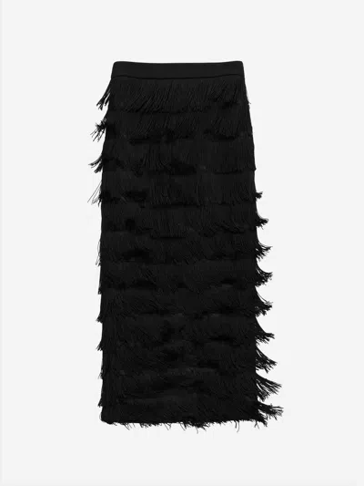 Dorothee Schumacher Emotional Essence Fringed Midi Skirt In Black