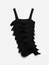 Dorothee Schumacher Punto Milano Dress With Allover Fringe In Black