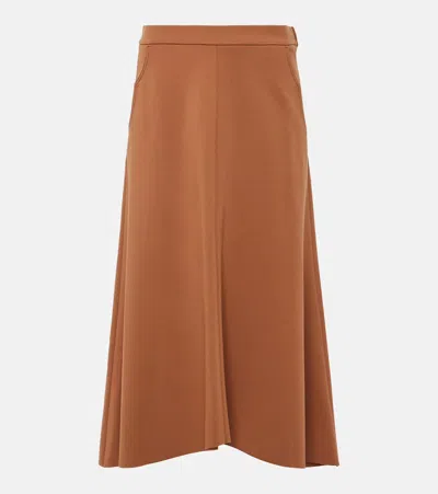 Dorothee Schumacher Emotional Essence Jersey Midi Skirt In  Brown