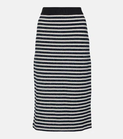 Dorothee Schumacher Endless Shimmer Striped Jersey Midi Skirt In Multicoloured