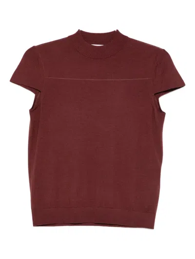 Dorothee Schumacher Essential Ease High-neck Short-sleeve T-shirt In Red