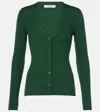 Dorothee Schumacher Wool-silk Blend Ribbed Cardigan In Green