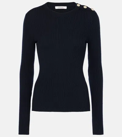 Dorothee Schumacher Essential Ease Wool And Silk-blend Sweater In Blue