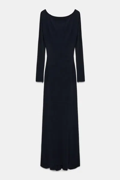 Dorothee Schumacher Evening Dress With Straight, Wide Neckline In Blue