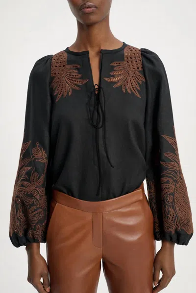 Dorothee Schumacher Exquisite Luxery Blouse In Pure Black In Multi