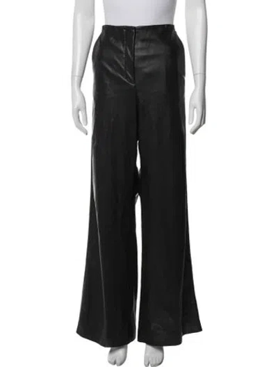 Pre-owned Dorothee Schumacher Faux Leather Wide Leg Pants In Black