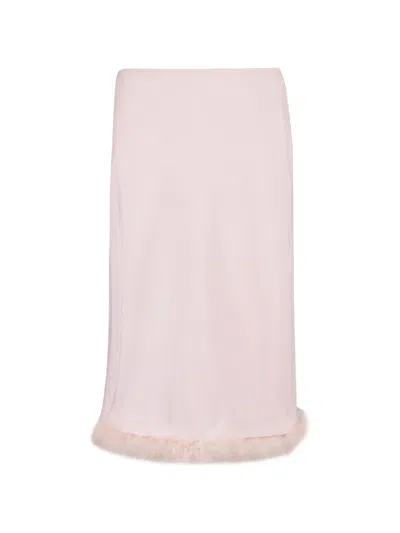 Dorothee Schumacher Feather-trim Midi Skirt In Pink