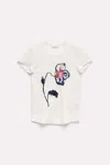 DOROTHEE SCHUMACHER FINE RIB STRETCH COTTON T-SHIRT WITH FLORAL EMBROIDERY
