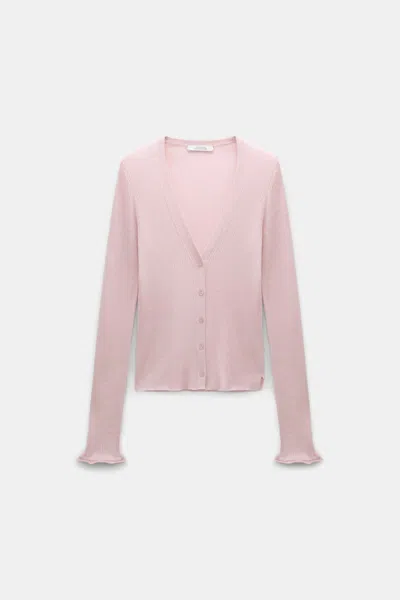 Dorothee Schumacher Fine Rib Wool-cotton Cardigan In Pink
