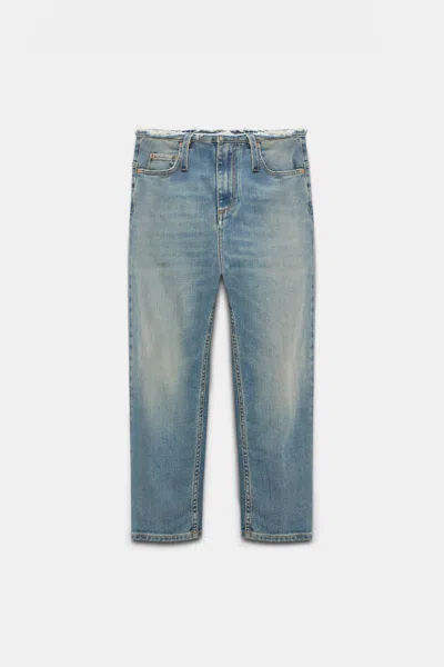 Dorothee Schumacher Fitted Capri Jeans With Frayed Waist In Blue